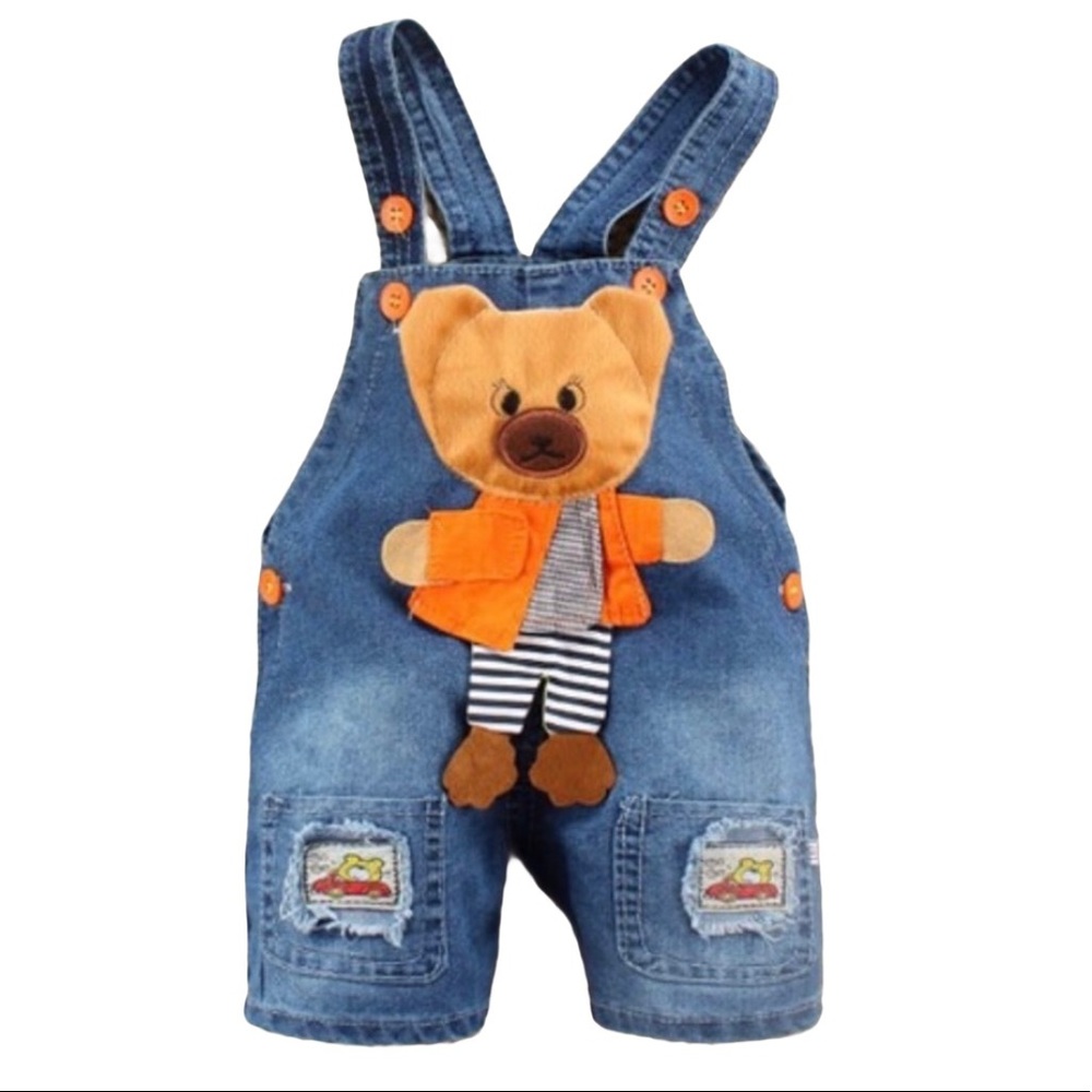 3D Soft Teddy Bear Pocket Bib Overalls NWT - Picture 2 of 7